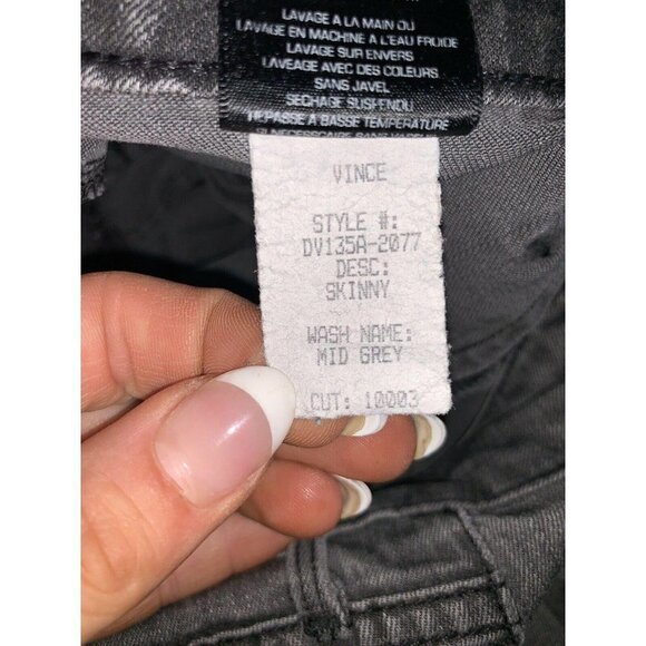 𝅺VINCE Skinny Mid Grey Denim Jeans 26” E1 Distressed - Picture 6 of 7